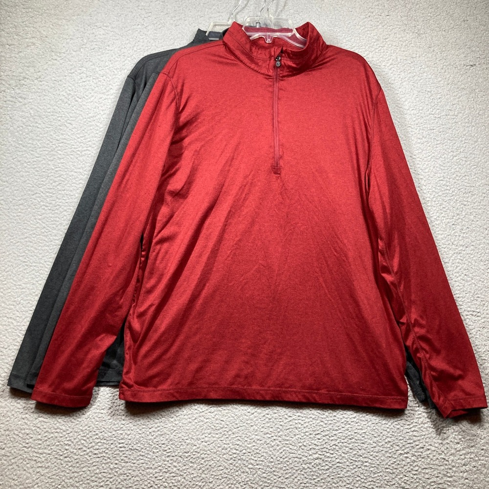 32 Degree Heat Performance 1/4 Zip Pullover Mens XL Red Grey 3-Pack Activewear‎